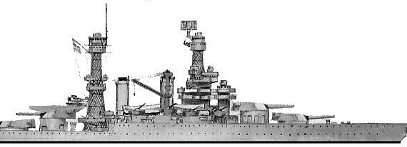Боевой корабль USS BB-44 California (Battleship) (1941) - чертежи, габариты, рисунки