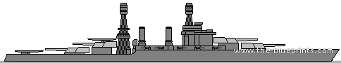 Combat ship USS BB-46 Maryland (Battleship) - drawings, dimensions, figures