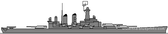 Боевой корабль USS BB-47 Washington (Battleship) - чертежи, габариты, рисунки