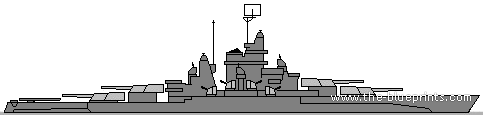 Combat ship USS BB-48 West Verginia (Battleship) - drawings, dimensions, figures