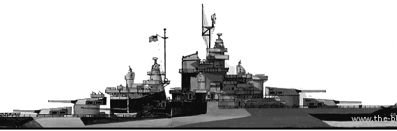 Боевой корабль USS BB-48 West Virginia (Battleship) (1944) - чертежи, габариты, рисунки