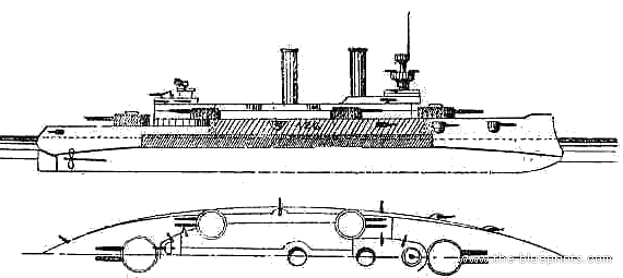 Боевой корабль USS BB-4 Iowa (1898) - чертежи, габариты, рисунки