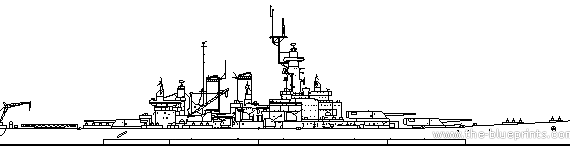 Боевой корабль USS BB-55 North Carolina - чертежи, габариты, рисунки