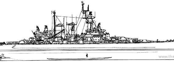 Корабль USS BB-56 Washington (Battleship) - чертежи, габариты, рисунки