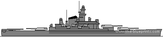 Боевой корабль USS BB-57 South Dakota (Battleship) - чертежи, габариты, рисунки