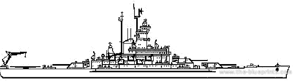 USS BB-58 Indiana warship - drawings, dimensions, figures