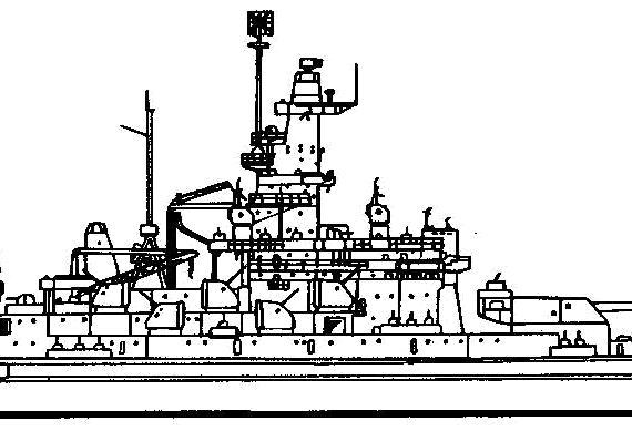 Боевой корабль USS BB-58 Indiana (1942) - чертежи, габариты, рисунки