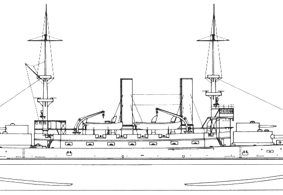 Боевой корабль USS BB-5 Kearsarge (1898) - чертежи, габариты, рисунки