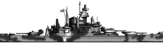 Боевой корабль USS BB-60 Alabama (Battleship) - чертежи, габариты, рисунки