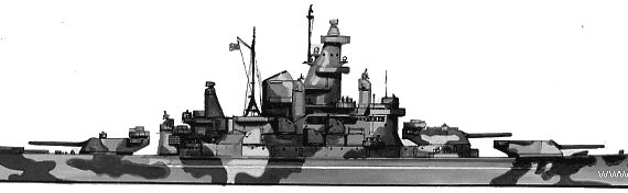 Combat ship USS BB-60 Alabama (Battleship) (1942) - drawings, dimensions, pictures