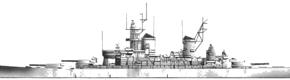 Боевой корабль USS BB-61 Iowa (Battleship) (1941) - чертежи, габариты, рисунки
