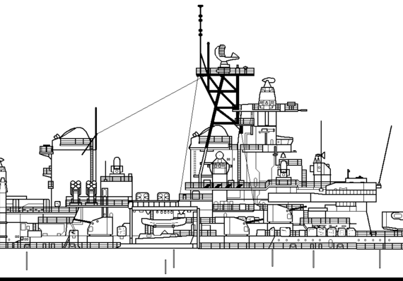 Боевой корабль USS BB-62 New Jersey - чертежи, габариты, рисунки