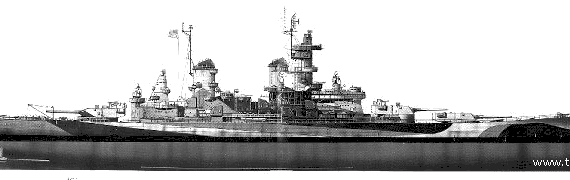 Боевой корабль USS BB-63 Missouri (Battleship) (1944) - чертежи, габариты, рисунки