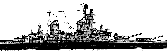 Боевой корабль USS BB-64 Wisconsin (1945) - чертежи, габариты, рисунки