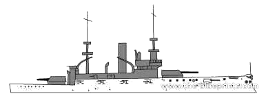 Боевой корабль USS BB-7 Illinois - чертежи, габариты, рисунки