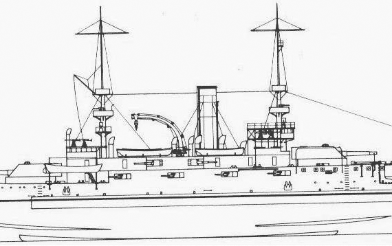 Боевой корабль USS BB-7 Illinois (1905) - чертежи, габариты, рисунки