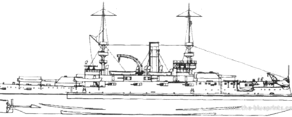 Combat ship USS BB-7 Illinois (Battleship) - drawings, dimensions, figures