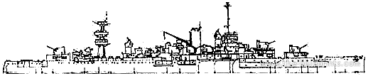 Корабль USS BB32 Wyoming (AG17) (1945) - чертежи, габариты, рисунки