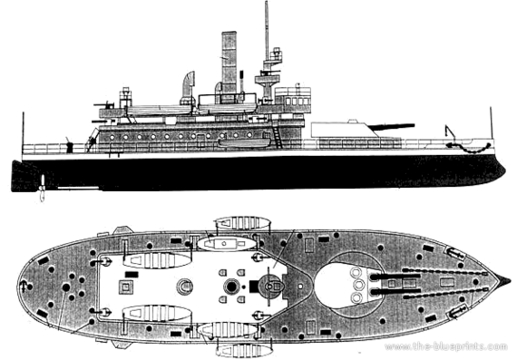 Корабль USS BM-7 Arkansas (Monitor) (1902) - чертежи, габариты, рисунки