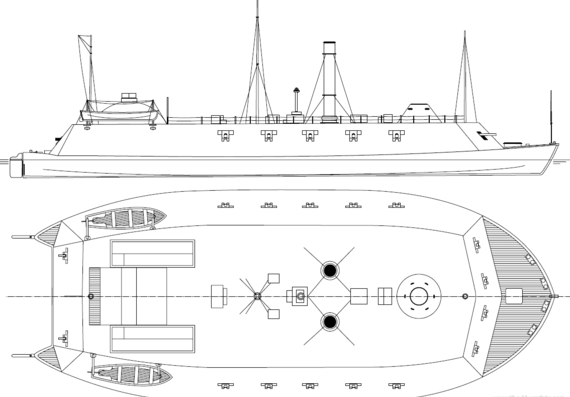 Корабль USS Benton (Ironclad) (1861) - чертежи, габариты, рисунки
