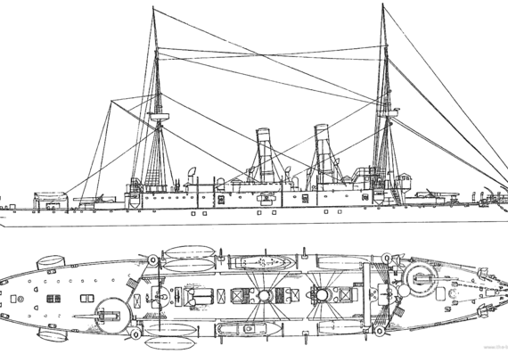 Cruiser USS Boston (Protected Cruiser) (USS IX-2 Despatch) (1887) - drawings, dimensions, pictures