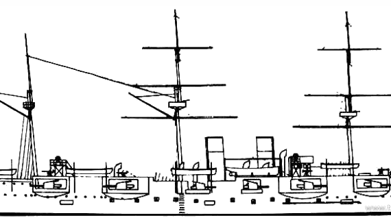 Крейсер USS C-1 Newark (1888) - чертежи, габариты, рисунки