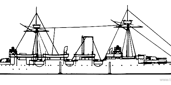 Крейсер USS C-2 Charleston (1887) - чертежи, габариты, рисунки
