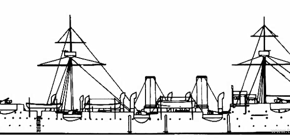 Cruiser USS C-3 Baltimore (1887) - drawings, dimensions, figures