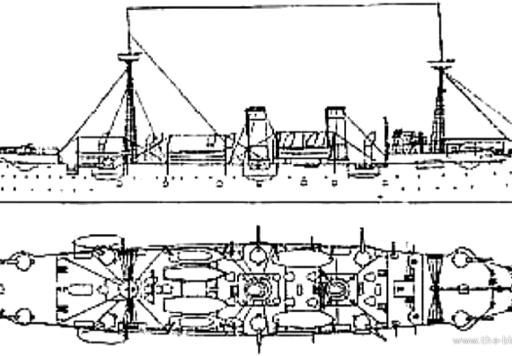 Крейсер USS C-3 Baltimore (1890) - чертежи, габариты, рисунки