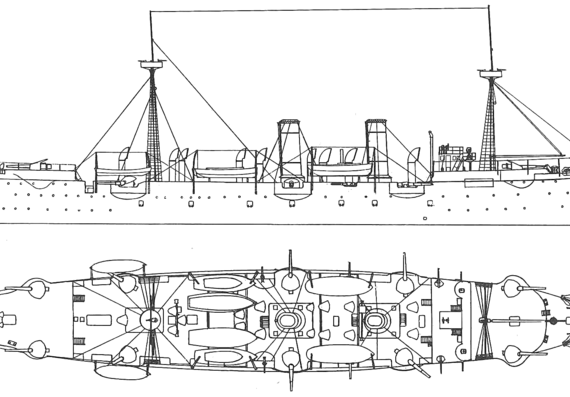 Cruiser USS C-3 Baltimore (Protecred Cruiser) (1890) - drawings, dimensions, pictures