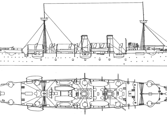 Крейсер USS C-3 Batimore (Protected Cruiser (1890) - чертежи, габариты, рисунки