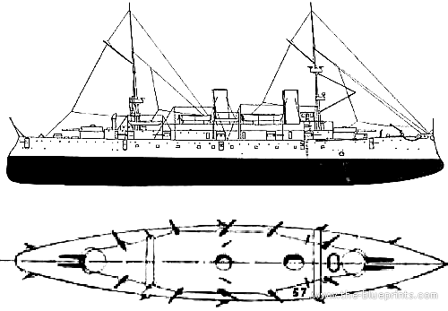 Крейсер USS C-6 Olympia (Protected Cruiser) - чертежи, габариты, рисунки