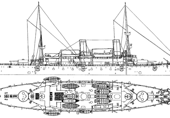 Крейсер USS C-6 Olympia (Protected Cruiser) (1890) - чертежи, габариты, рисунки