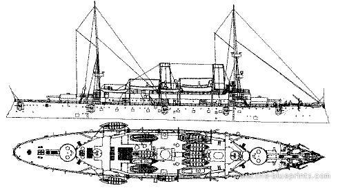 Крейсер USS C-6 Olympia (Protected Cruiser) (1898) - чертежи, габариты, рисунки