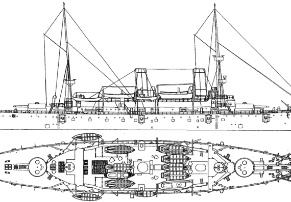Крейсер USS C-6 Olympia (Protected Cruiser) (CA-15) (1895) - чертежи, габариты, рисунки