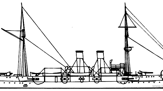 Cruiser USS C-8 Raleigh (1889) - drawings, dimensions, figures