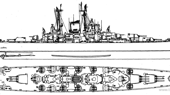 Крейсер USS CA-122 Oregon City (1946) - чертежи, габариты, рисунки