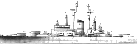 Крейсер USS CA-134 Des Moines (1949) - чертежи, габариты, рисунки