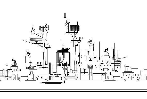Крейсер USS CA-148 Newport News (Heavy Cruiser) - чертежи, габариты, рисунки