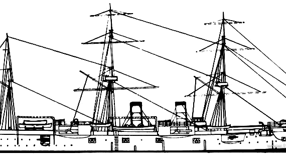 Крейсер USS CA-14 Chicago (Protected Cruiser) (1889) - чертежи, габариты, рисунки