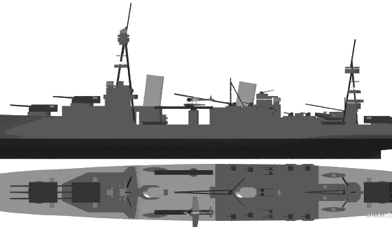 Крейсер USS CA-26 Northampton (1941) - чертежи, габариты, рисунки