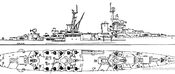 Cruiser USS CA-27 Chester - drawings, dimensions, figures