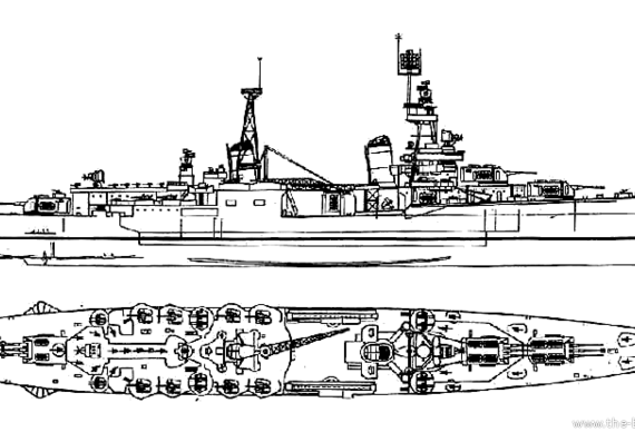 Крейсер USS CA-28 Louisville (1945) - чертежи, габариты, рисунки