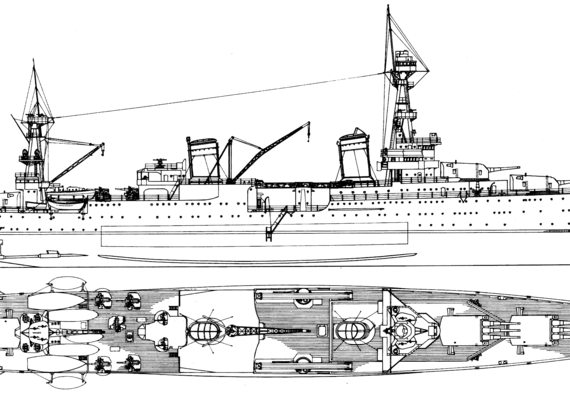 Cruiser USS CA-30 Houston 1935 (Heavy Cruiser) - drawings, dimensions, pictures