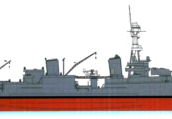 Cruiser USS CA-30 Houston (Light Cruiser) - drawings, dimensions, pictures
