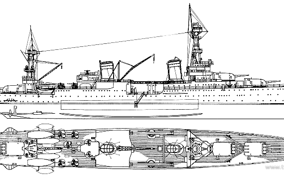 Крейсер USS CA-30 Huston (1935) - чертежи, габариты, рисунки