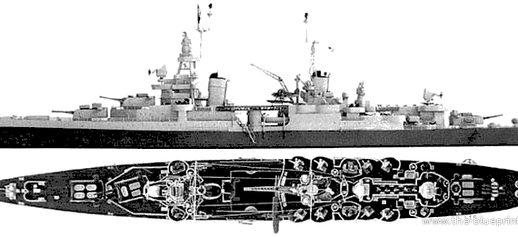 Крейсер USS CA-31 Augusta (Heavy Cruiser) - чертежи, габариты, рисунки