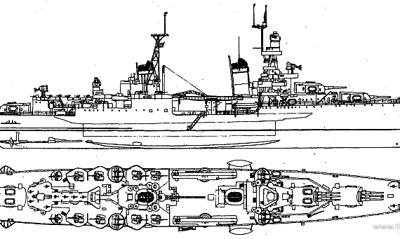 Крейсер USS CA-33 Portland (1945) - чертежи, габариты, рисунки