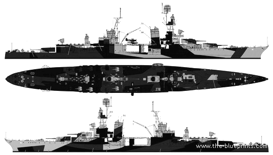 Корабль USS CA-33 Portland (Heavy Cruiser) - чертежи, габариты, рисунки