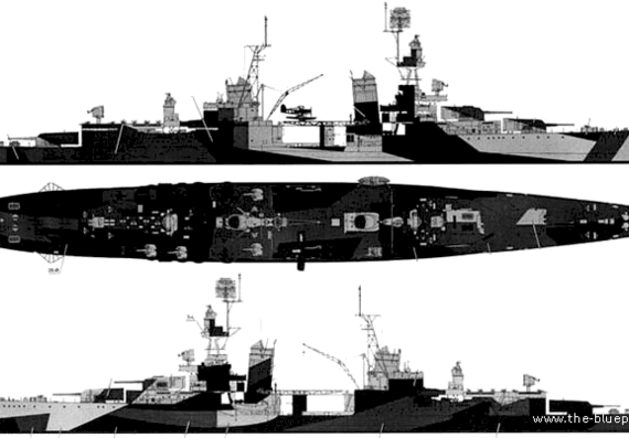 Крейсер USS CA-33 Portland (Heavy Cruiser) (1944) - чертежи, габариты, рисунки